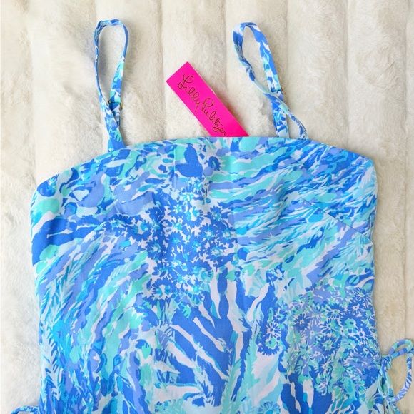 Lilly Pulitzer Blue Green Floral Dress Romper Size 4 NWT - Picture 5 of 8